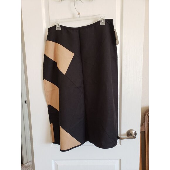 Rafael black and taupe linen blend skirt, size L - Picture 3 of 5